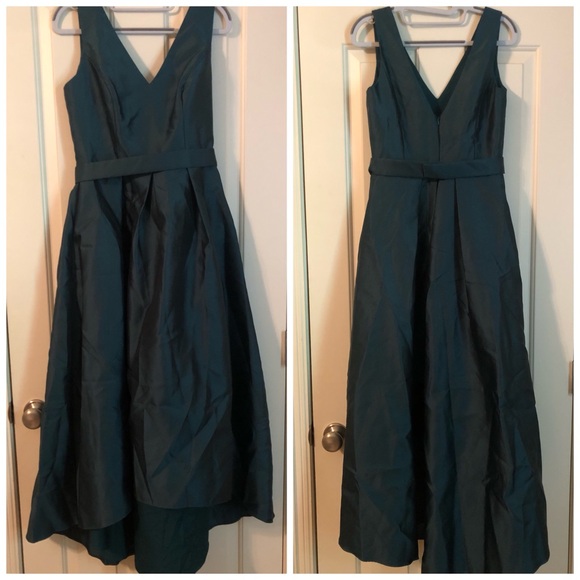 NWT Alfred Sung Satin High Low Gown Hunter Green Size 6 - Picture 10 of 10